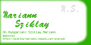 mariann sziklay business card